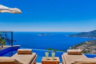 Villa Tunc | Sea View Stone Villa with Jacuzzi in Kalkan Kordere